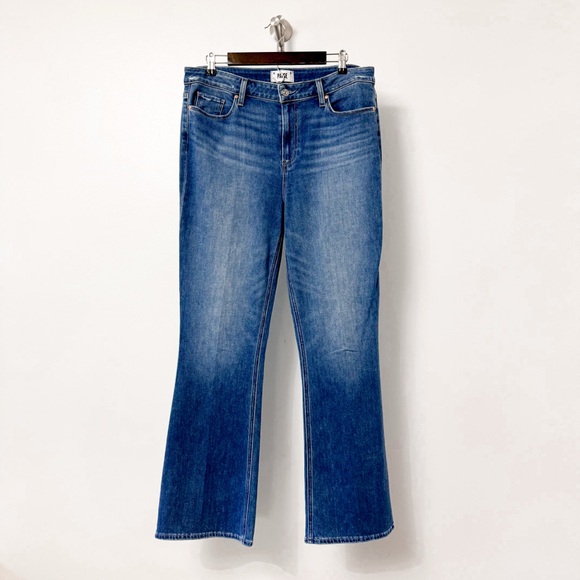 PAIGE High Rise Laurel Canyon Flare & Wide Leg Blue Jeans Bellflower 33 - Picture 1 of 15